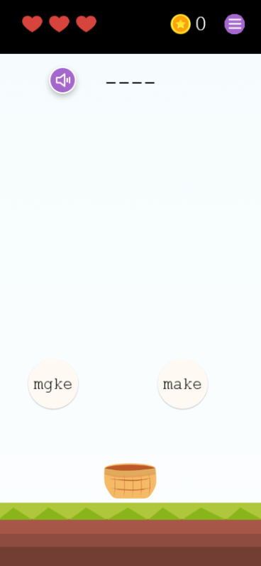 Screenshot of a word construction game for dyslexia